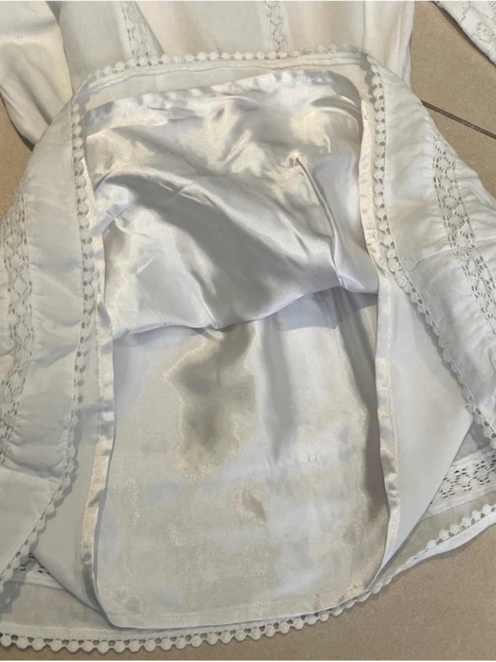Anine Bing Cream Linen-Blend Lace Detail Mini Dress - Size S - Picture 12 of 14